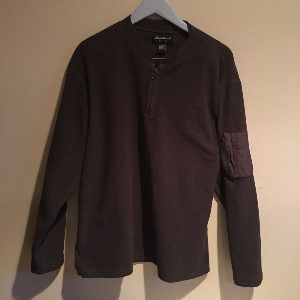 Eddie Bauer Quarter Zip Fleece Pullover Brown L